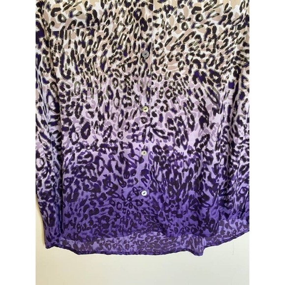 Chicos Glam Cheetah Robin Shirt Blouse Beige Purple Ombre Size 2 (US 12-14) - Picture 4 of 6